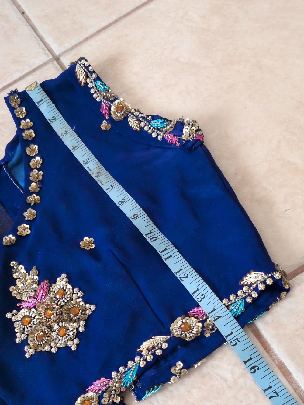 Handmade 2 Piece Blue Embellished Indian Dress Lehenga Size Small - Picture 9 of 12